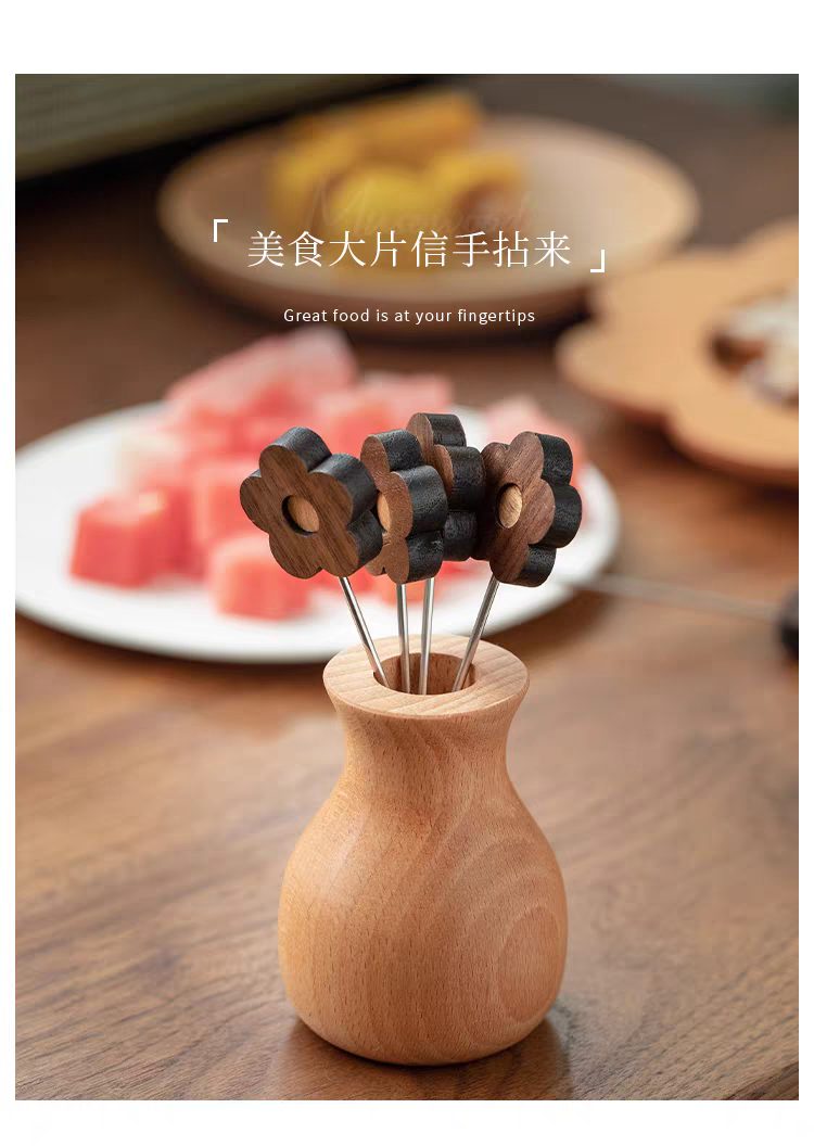 榉木水果叉详情图
