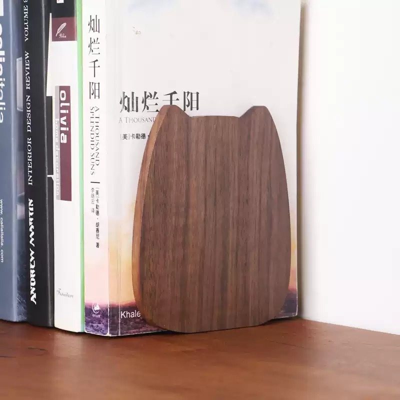 黑胡桃木猫猫书立详情图